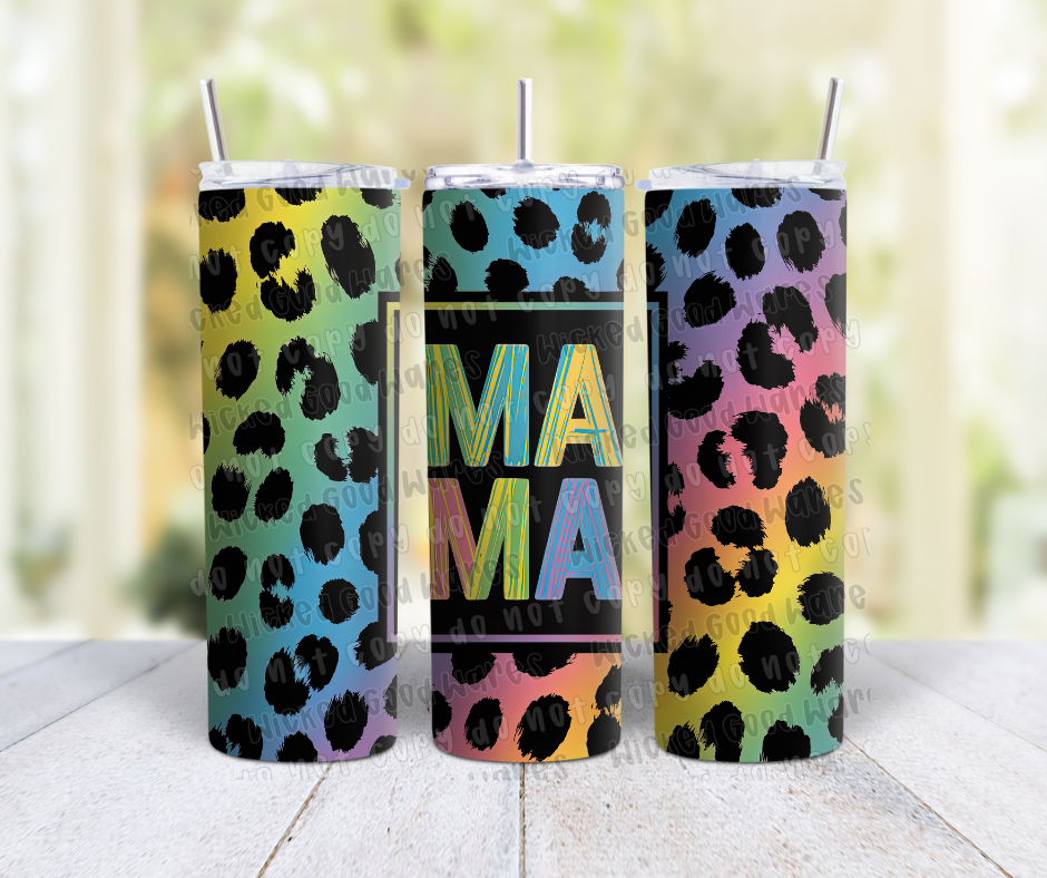 Boho Colorful Leopard Mama Tumbler